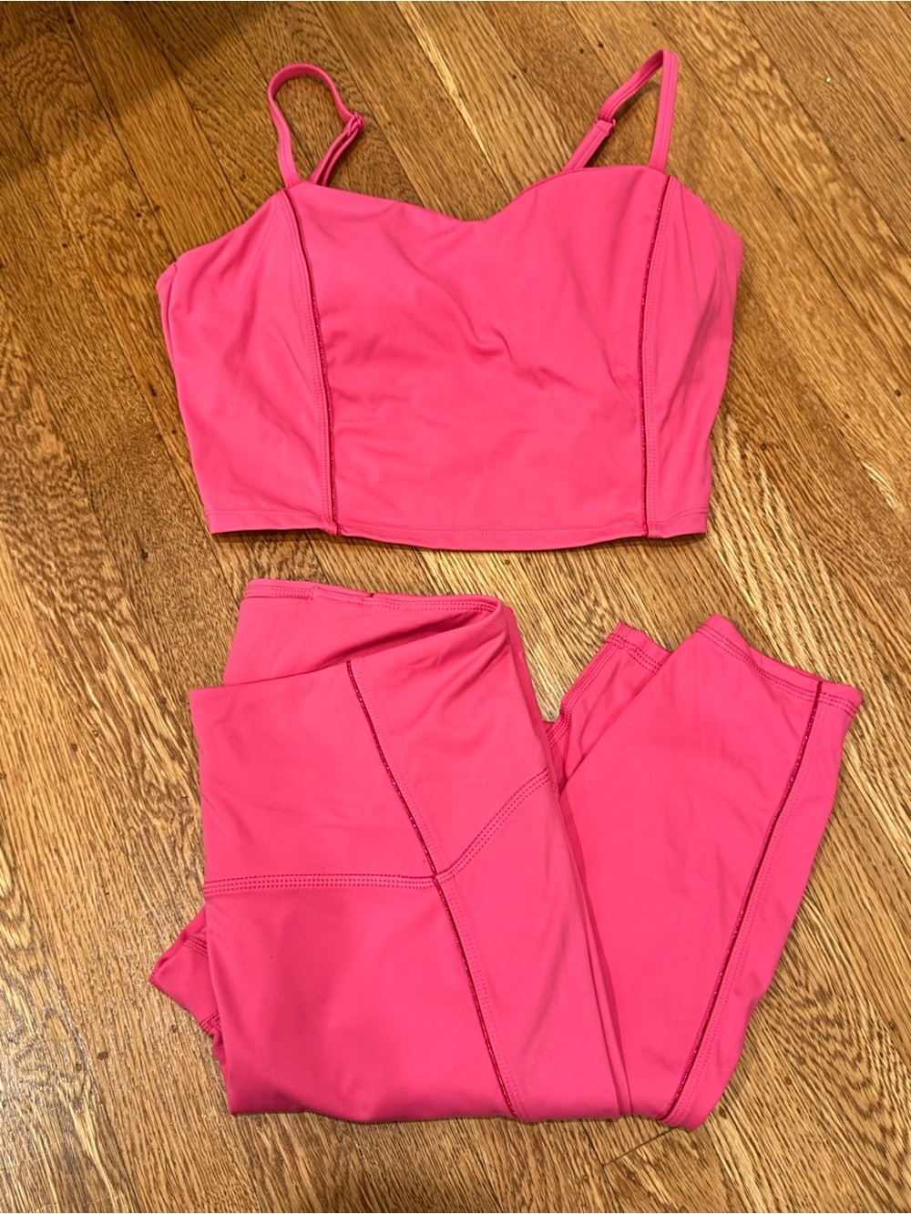 Joylab Hot Pink Two-Piece Active Set - Crop Tank & Leggings Sz Medium